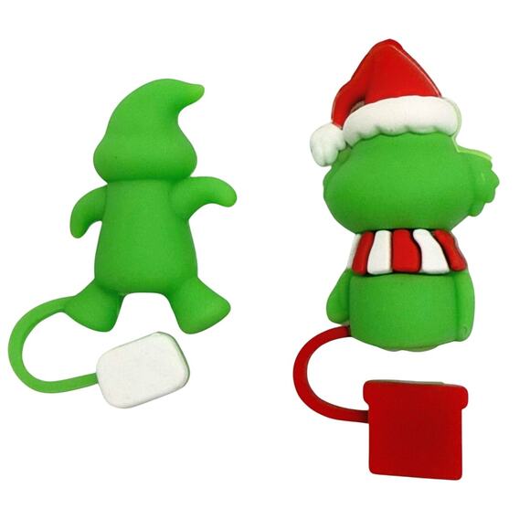 Oogie Boogie & The Grinch 3D Straw Topper Covers Bundle Green Stocking Stuffers - Picture 3 of 3
